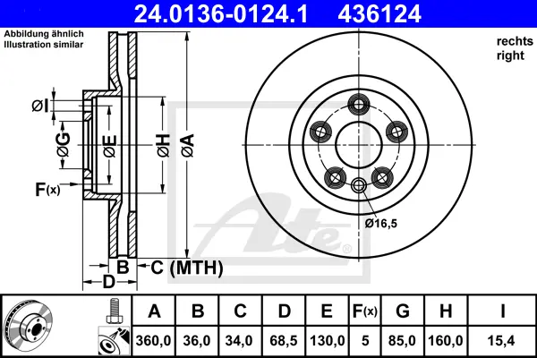 Disque de frein ATE-APAC 24.0136-0124.1