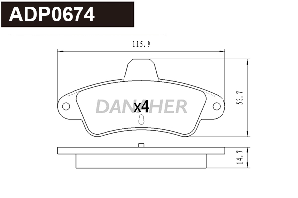 Kit de plaquettes de frein, frein à disque DANAHER ADP0674