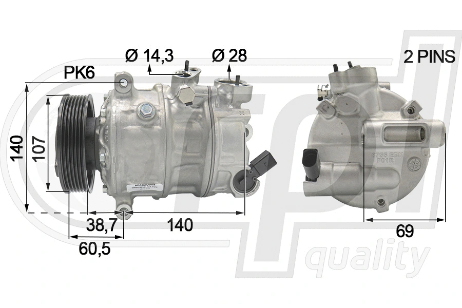 Compresseur, climatisation RPL QUALITY APCOAU5028
