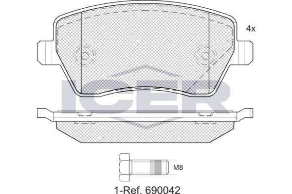Kit de plaquettes de frein, frein à disque ICER EV1534-700