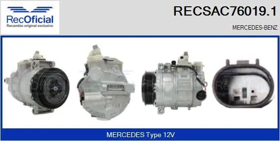 Compresseur, climatisation RECOFICIAL RECSAC76019.1