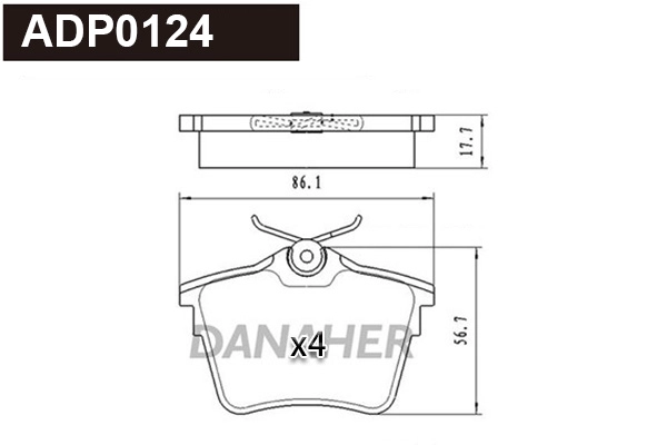 Kit de plaquettes de frein, frein à disque DANAHER ADP0124