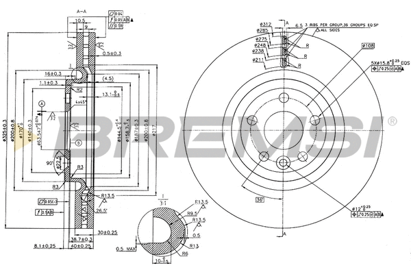 Disque de frein BREMSI CD8431V