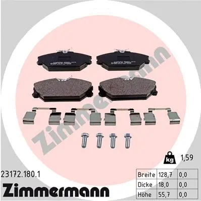 Kit de plaquettes de frein, frein à disque ZIMMERMANN 23172.180.1