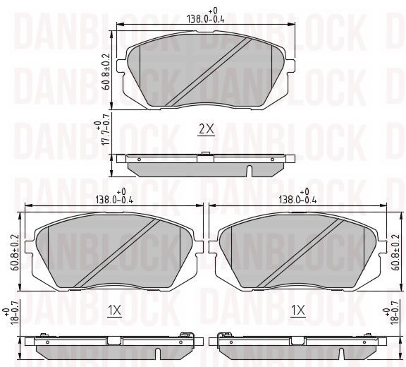 Kit de plaquettes de frein, frein à disque DANBLOCK DB 510921