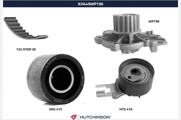 Pompe à eau + kit de courroie crantée HUTCHINSON KH 449WP196