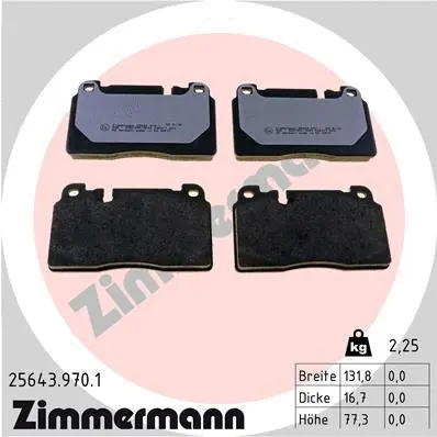 Kit de plaquettes de frein, frein à disque ZIMMERMANN 25643.970.1