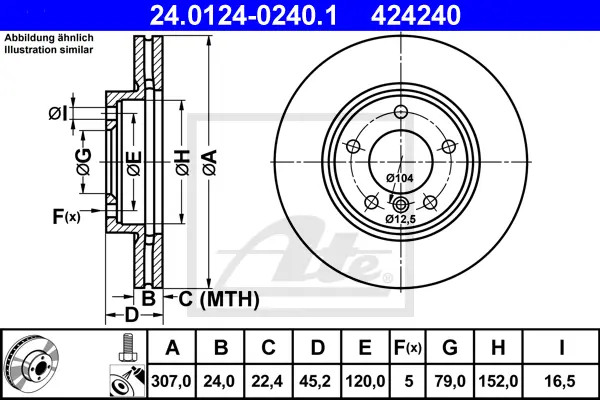 Disque de frein ATE-APAC 24.0124-0240.1