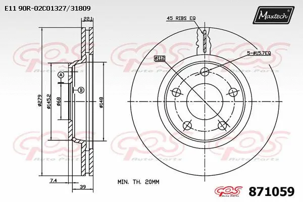 Disque de frein MAXTECH 871059