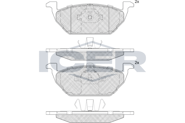 Kit de plaquettes de frein, frein à disque ICER EV1338