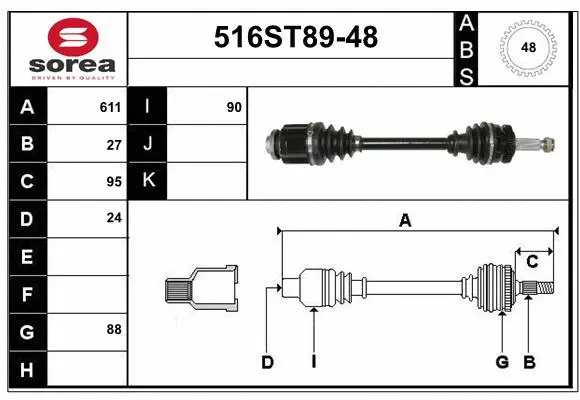 Arbre de transmission STARTCAR 516ST89-48