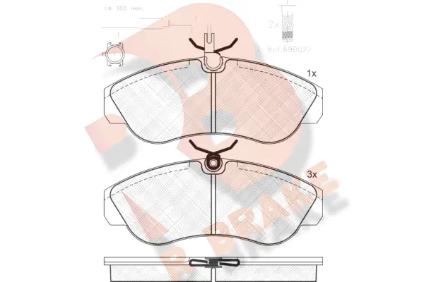 Kit de plaquettes de frein, frein à disque R BRAKE RB1054-203