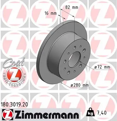 Disque de frein ZIMMERMANN 180.3019.20