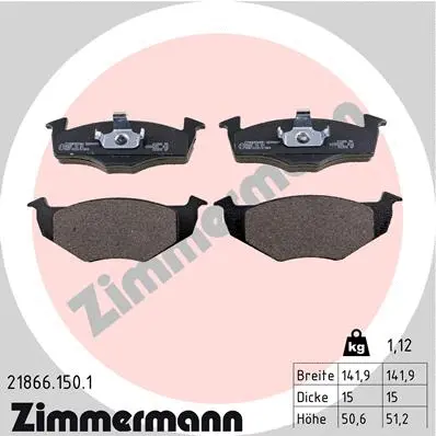 Kit de plaquettes de frein, frein à disque ZIMMERMANN 21866.150.1