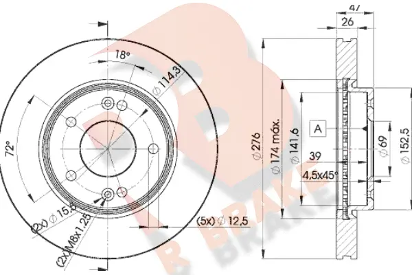 Disque de frein R BRAKE 78RBD23290