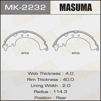 Jeu de mâchoires de frein MASUMA MK-2232