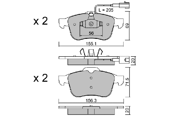 Kit de plaquettes de frein, frein à disque AISIN BPFI-1033