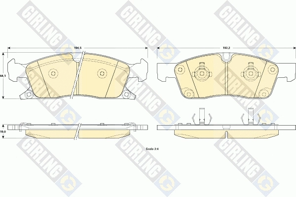 Kit de plaquettes de frein, frein à disque GIRLING 6146032