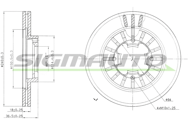 Disque de frein SIGMAUTO DBA465V