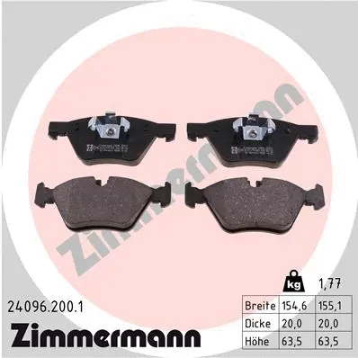 Kit de plaquettes de frein, frein à disque ZIMMERMANN 24096.200.1