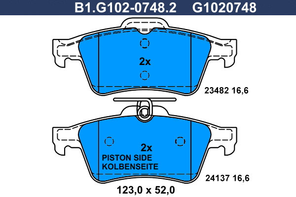 Kit de plaquettes de frein, frein à disque GALFER B1.G102-0748.2