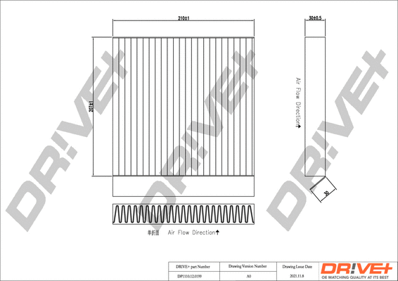 Filtre, air de l'habitacle Dr!ve+ DP1110.12.0199