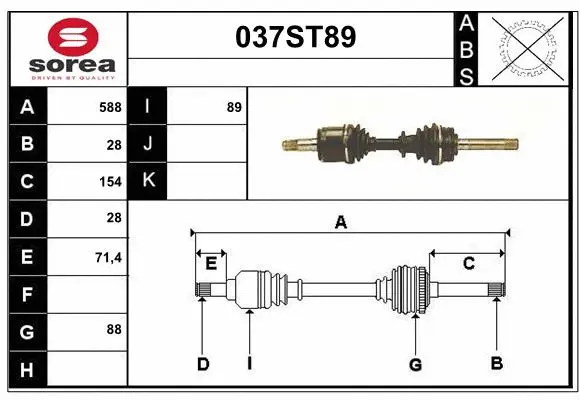 Arbre de transmission STARTCAR 037ST89
