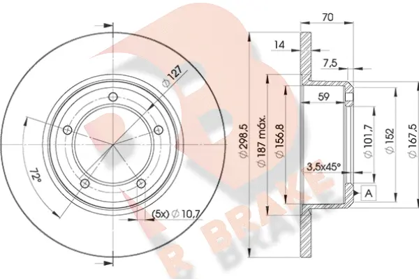 Disque de frein R BRAKE 78RBD27329