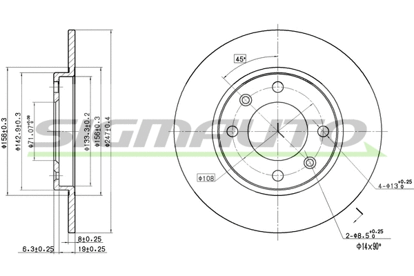 Disque de frein SIGMAUTO DBA244S