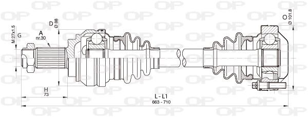 Arbre de transmission OPEN PARTS DRS6348.00