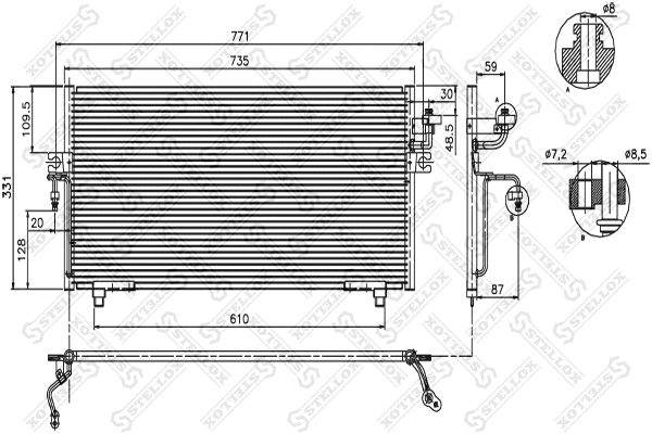 Condenseur, climatisation STELLOX 10-45018-SX