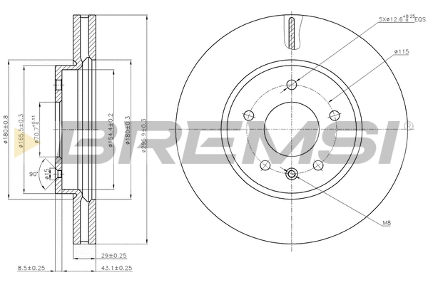 Disque de frein BREMSI CD7625V