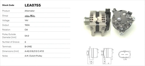 Alternateur LUSA LEA0755