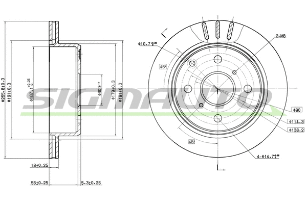 Disque de frein SIGMAUTO DBA611V