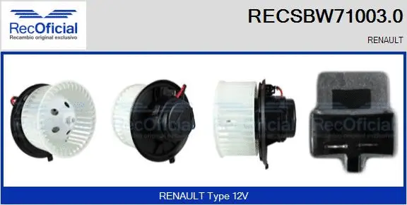 Pulseur d'air habitacle RECOFICIAL RECSBW71003.0