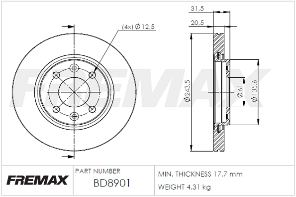Disque de frein FREMAX BD-8901