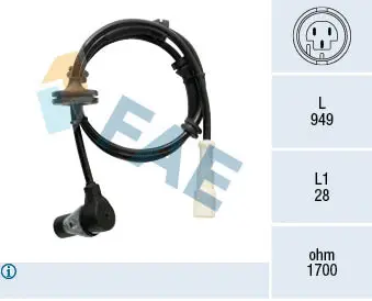 Capteur, vitesse de roue FAE 78534