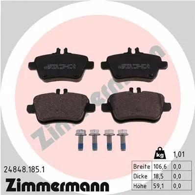 Kit de plaquettes de frein, frein à disque ZIMMERMANN 24848.185.1