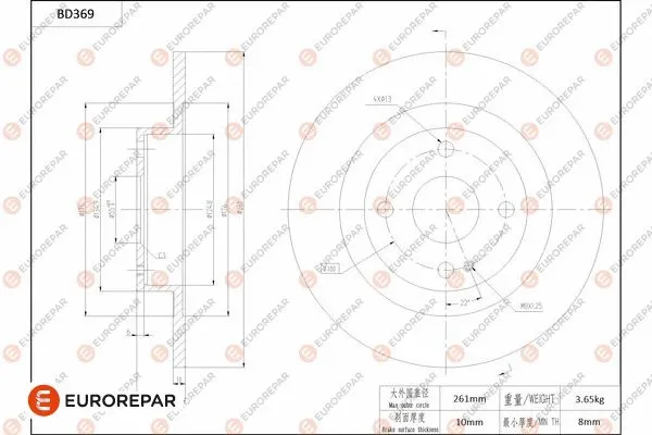 Disque de frein EUROREPAR 1684281180
