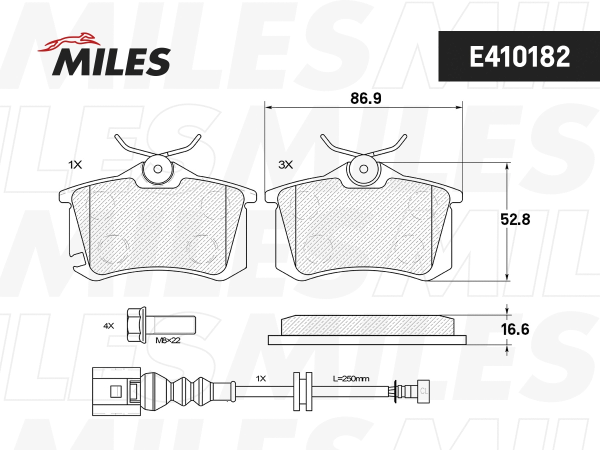 Kit de plaquettes de frein, frein à disque MILES E410182