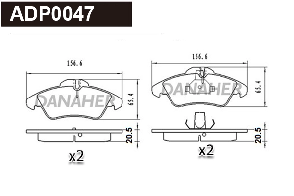 Kit de plaquettes de frein, frein à disque DANAHER ADP0047