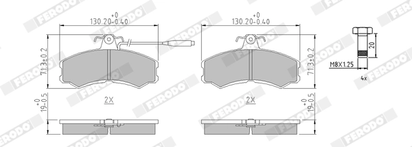 Kit de plaquettes de frein, frein à disque FERODO FVR287