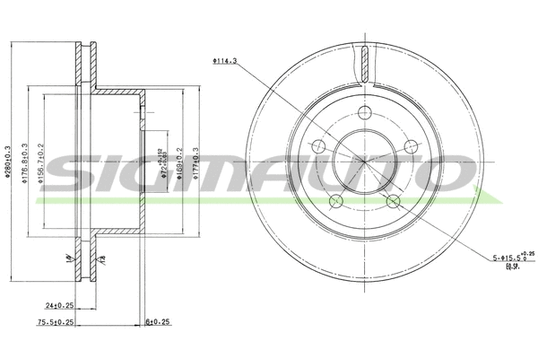Disque de frein SIGMAUTO DBB027V