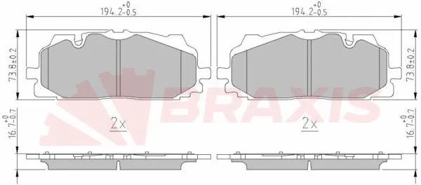 Kit de plaquettes de frein, frein à disque BRAXIS AA0666