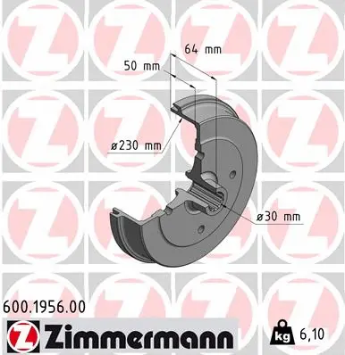 Tambour de frein ZIMMERMANN 600.1956.00