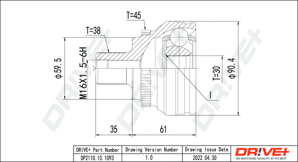 Jeu de joints, arbre de transmission Dr!ve+ DP2110.10.1093