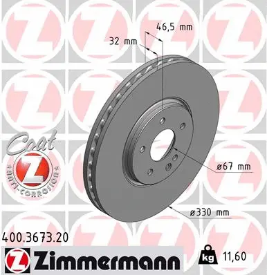Disque de frein ZIMMERMANN 400.3673.20