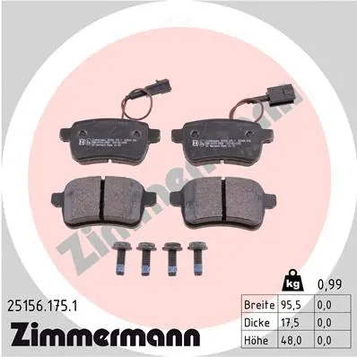 Kit de plaquettes de frein, frein à disque ZIMMERMANN 25156.175.1