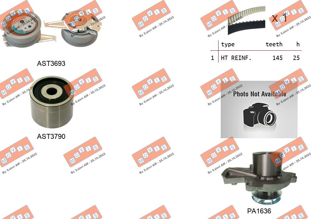 Pompe à eau + kit de courroie crantée MOVIS ASTK1181PA