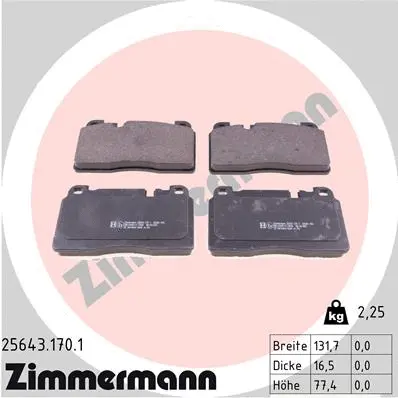Kit de plaquettes de frein, frein à disque ZIMMERMANN 25643.170.1